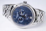 PATEK PHILIPPE NEW 2023 STAINLESS STEEL ANNUAL CALENDAR MOON PHASE LINEN BLUE DIAL 4947/1A BOX PAPERS