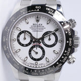 ROLEX DAYTONA STAINLESS CERAMIC BEZEL WHITE DIAL 116500LN WATCH & BOX