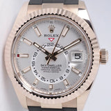 ROLEX 2024 EVEROSE GOLD SKY DWELLER OYSTER FLEX WHITE DIAL 326235 BOX & PAPERS