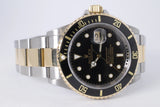 ROLEX 2005 SUBMARINER TWO TONE BLACK 16613LN BOX & PAPERS $11,500
