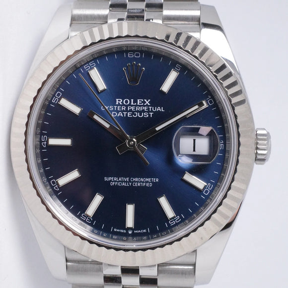 ROLEX 2021 DATEJUST 41 BLUE DIAL JUBILEE BRACELET 126334 BOX & PAPERS