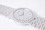 PIAGET LADIES WHITE GOLD DIAMOND AND EMERALD DIAL DRESS WATCH