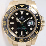 ROLEX YELLOW GOLD GMT MASTER II BLACK DIAL 116718 BOX & PAPERS