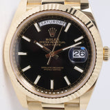 ROLEX 2025 YELLOW GOLD DAY-DATE 40 BLACK DIAL BOX & PAPERS 228238