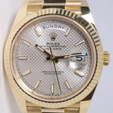 ROLEX 2022 YELLOW GOLD DAY-DATE PRESIDENT 40MM SILVER MOTIF DIAL MINT 228238 BOX AND PAPERS $39,975