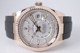 ROLEX 2024 EVEROSE GOLD SKY DWELLER OYSTER FLEX WHITE DIAL 326235 BOX & PAPERS