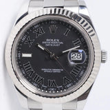 ROLEX 2016 DATEJUST II 41mm CHARCOAL ROMAN DIAL OYSTER BRACELET 116334 BOX & PAPERS $9,900