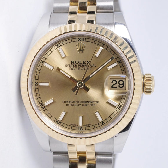 ROLEX 2017 DATEJUST 31 CHAMPAGNE DIAL JUBILEE BRACELET 178273 BOX & PAPERS $10,500