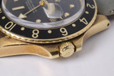 ROLEX 1970 VINTAGE YELLOW GOLD GMT BLACK NIPPLE DIAL 1675 WATCH ONLY $22,500