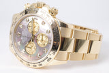 ROLEX 2020 YELLOW GOLD DAYTONA BLACK MOTHER OF PEARL DIAMOND DIAL 116508 BOX & PAPERS