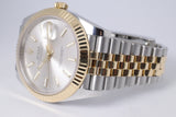 ROLEX 2022 DATEJUST 41 TWO TONE JUBILEE SILVER DIAL 126333 BOX & PAPERS