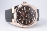 ROLEX 2024 EVEROSE GOLD SKY DWELLER OYSTER FLEX CHOCOLATE DIAL 336235 BOX & PAPERS $39,500