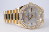 ROLEX YELLOW GOLD DAY-DATE 36 PRESIDENT MOP DIAMOND DIAL 128348RBR BOX & PAPERS