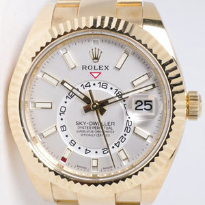 ROLEX 2022 YELLOW GOLD SKY-DWELLER WHITE DIAL 326938 BOX & PAPERS