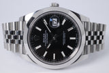 ROLEX 2023 DATEJUST 41 STAINLESS STEEL SMOOTH BEZEL BLACK DIAL 126300 JUBILEE BRACELET BOX & PAPERS $10,100