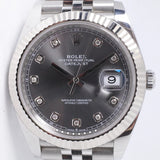 ROLEX DATEJUST 41 GREY RHODIUM DIAMOND DIAL JUBILEE BRACELET 126334 BOX & PAPERS