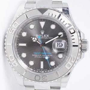 ROLEX YACHTMASTER STAINLESS STEEL & PLATINUM RHODIUM DIAL BOX & PAPERS 126622 $13,800