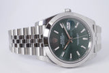 ROLEX NEW 2025 DATEJUST 41 MINT GREEN DIAL, SMOOTH BEZEL JUBILEE BRACELET 126300 BOX PAPERS $12,100