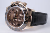ROLEX EVEROSE GOLD DAYTONA OYSTER FLEX CHOCOLATE ARABIC NUMERAL DIAL 116515LN BOX & PAPERS