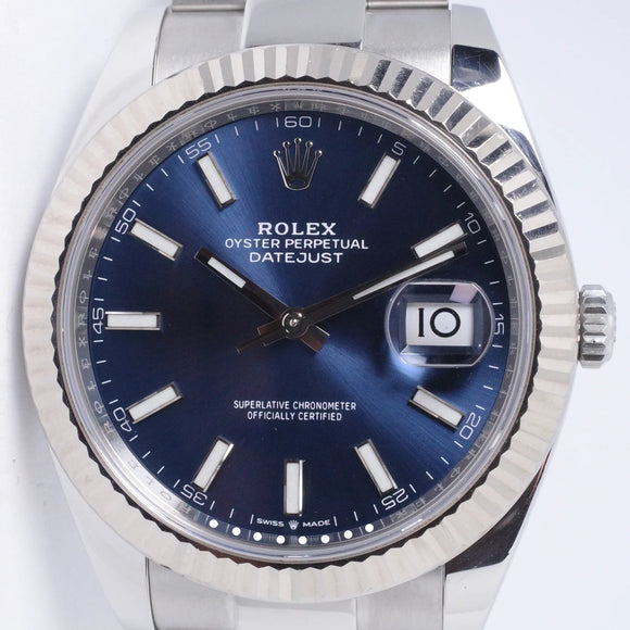 ROLEX 2022 DATEJUST 41 BLUEDIAL OYSTER BRACELET 126334 BOX & PAPERS $12,250