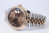 ROLEX 2021 31mm TWO TONE ROSE DATEJUST MOTHER OF CHOCOLATE DIAMOND VI DIAL JUBILEE BRACELET 278271 BOX & PAPERS $14,500