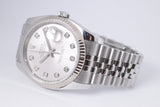 ROLEX DATEJUST 36 STAINLESS STEEL WHITE GOLD FLUTED BEZEL SILVER DIAMOND DIAL 116234 BOX & PAPERS $7,800
