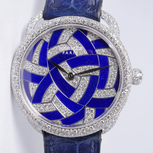 HERMES WHITE GOLD ARCEAU PIECE UNIQUE LAPIS & DIAMONDS BOX & RECEIPTS $65,000