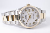ROLEX TWO TONE DATEJUST 36 WHITE ROMAN DIAL OYSTER BRACELET 16203 WATCH ONLY $5,900