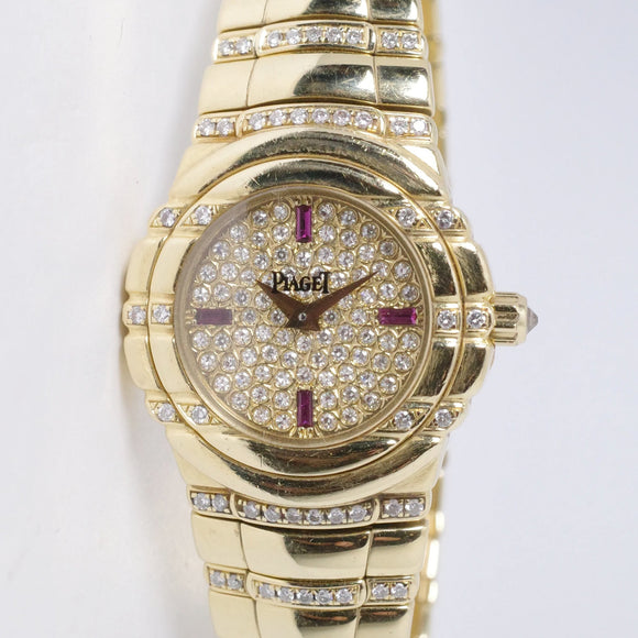 PIAGET TANAGRA YELLOW GOLD DIAMONDS & RUBIES 16032M WATCH ONLY $10,500