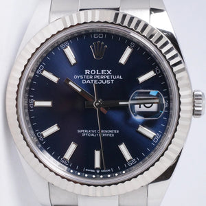 ROLEX DATEJUST 41 BLUE DIAL OYSTER BRACELET 126334 BOX & PAPERS $11,500