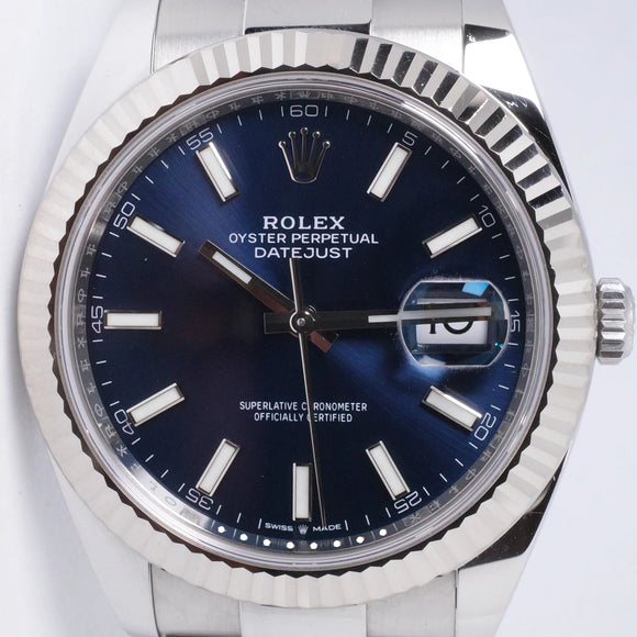 ROLEX DATEJUST 41 BLUE DIAL OYSTER BRACELET 126334 BOX & PAPERS $11,500