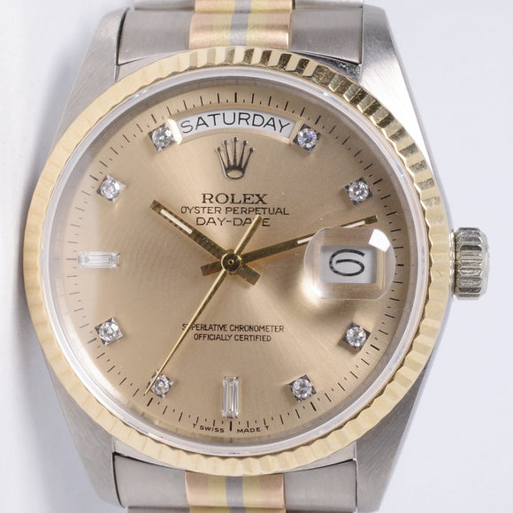 ROLEX DAY-DATE TRIDOR PRESIDENT CHAMPANGE DIAMOND DIAL WATCH ONLY $15,975