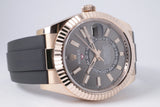 ROLEX 2021 EVEROSE SKY-DWELLER OYSTERFLEX RHODIUM SLATE GREY DIAL MINT 336235 BOX PAPERS