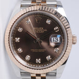 ROLEX 2023 DATEJUST 41 TWO TONE ROSE GOLD CHOCOLATE DIAMOND DIAL JUBILEE BRACELET 126331 BOX & PAPERS