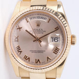 ROLEX ROSE GOLD DAY DATE 36 SUNDUST PINK ROMAN DIAL OYSTER BRACELET 118235 UNPOLISHED BOX & PAPERS
