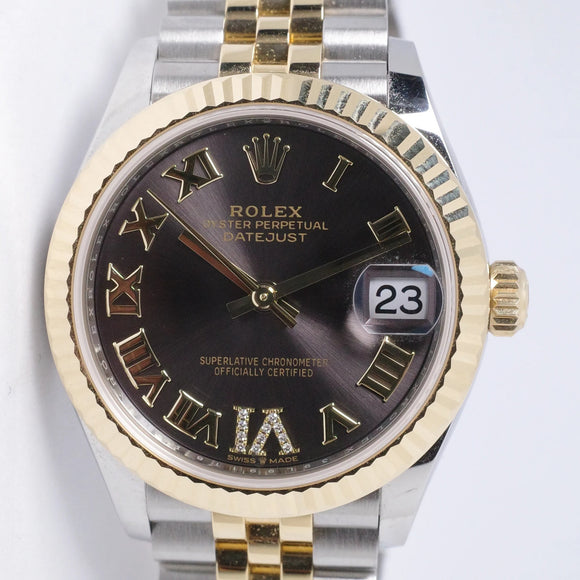 ROLEX 2023 TWO TONE DATEJUST 31 DARK GREY DIAMOND VI DIAL, JUBILEE BRACELET 278273 BOX & PAPERS $14,500