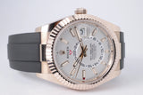 ROLEX 2024 EVEROSE GOLD SKY DWELLER OYSTER FLEX WHITE DIAL 326235 BOX & PAPERS