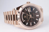 ROLEX DAY EVEROSE DAY-DATE 40 EISENKIESEL BAGUETTE DIAMOND DIAL 228235 BOX & PAPERS