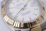 ROLEX TURN-O-GRAPH TWO TONE WHITE DIAL JAPAN LIMITED EDITION 116263 BOX & PAPERS $17,500