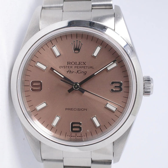 ROLEX 34mm AIR KING PINK COPPER DIAL REF 14000 UNPOLISHED MINT BOX & PAPERS $5,500