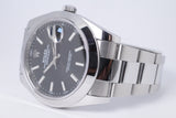 ROLEX DATEJUST 41 STAINLESS STEEL SMOOTH BEZEL BLACK DIAL 126300 BOX & PAPERS