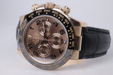 ROLEX EVEROSE GOLD DAYTONA OYSTER FLEX CHOCOLATE ARABIC NUMERAL DIAL 116515LN BOX & PAPERS