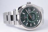 ROLEX 2024 SKY-DWELLER MINT GREEN STAINLESS STEEL OYSTER BRACELET 336934 BOX & PAPERS