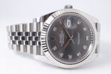 ROLEX DATEJUST 41 GREY RHODIUM DIAMOND DIAL JUBILEE BRACELET 126334 BOX & PAPERS