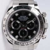 ROLEX WHITE GOLD DAYTONA BLACK DIAMOND DIAL 116509 BOX & PAPERS