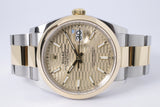 ROLEX 2025 DATEJUST 36 TWO TONE FLUTED MOTIF, DOMED BEZEL, OYSTER BRACELET 126203 BOX & PAPERS $14,650