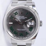 ROLEX NEW 2026 DATEJUST 36 SLATE GREEN ROMAN "WIMBLEDON" DIAL OYSTER 126234 BOX & PAPERS $12,500