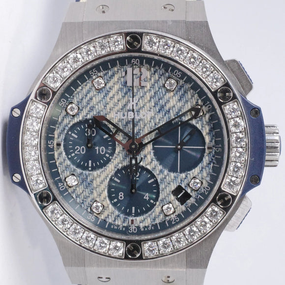 HUBLOT 41mm BIG BANG JEANS STAINLESS STEEL, FACTORY DIAMOND BEZEL WITH PAPERS 341.SL.2770.NR.1204.JEANS $9,000