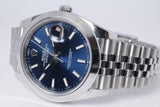 ROLEX DATEJUST 41 FLAT BEZEL BLUE DIAL JUBILEE BRACELET 126300 MINT BOX & PAPERS $11,975