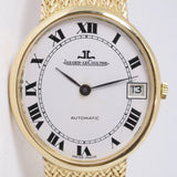 JAEGER LECOULTRE VINTAGE YELLOW GOLD ULTRA THIN ELLIPSE AUTOMATIC WHITE ROMAN DIAL WATCH ONLY $7,500